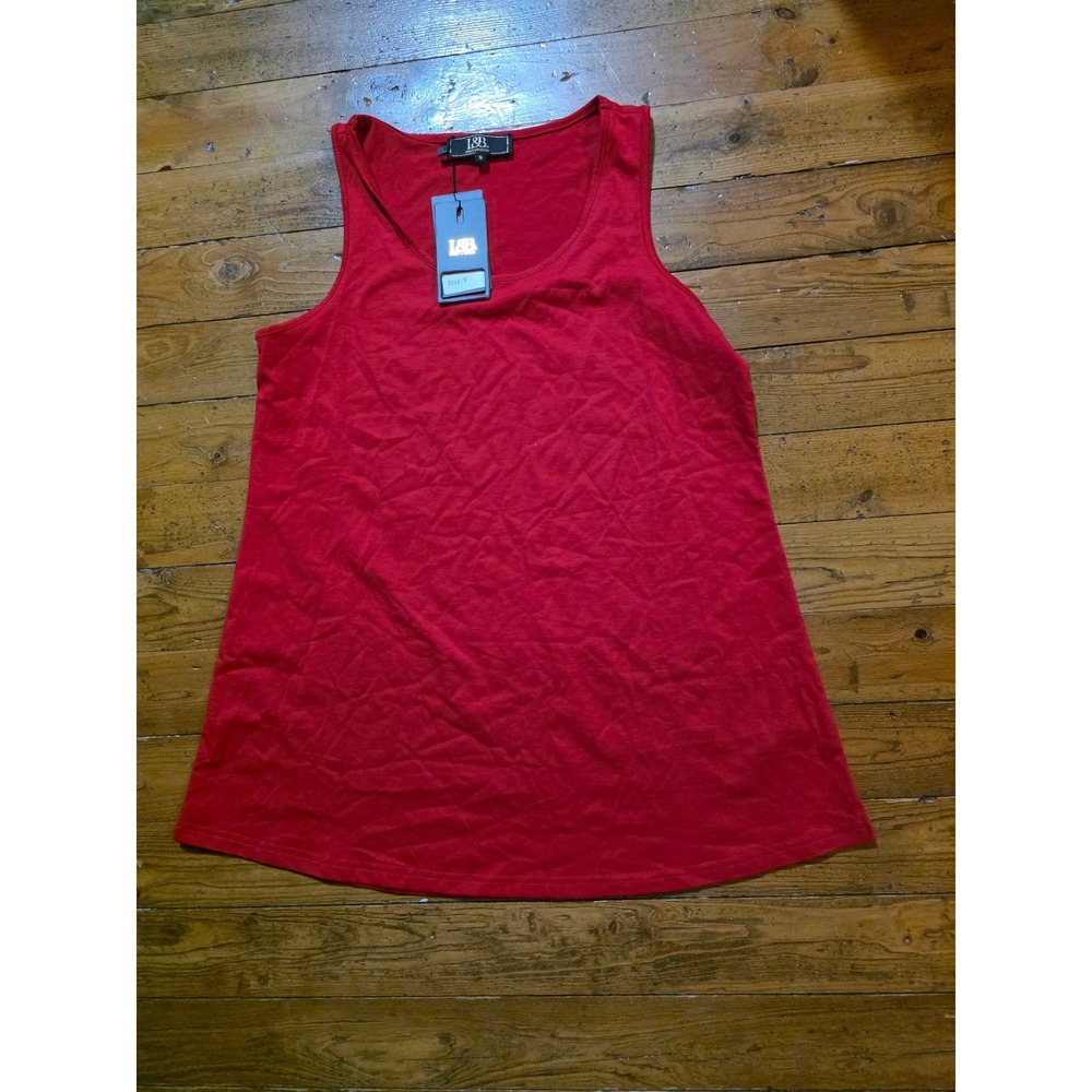 Lucky & Blessed Red Sleeveless Tank Top Scoop Neck Solid Casual NWT Small